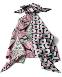 Prada - Printed Silk Twill Top - Lyst