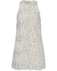 MSGM - Fringed-Detail Tweed Mini Dress - Lyst