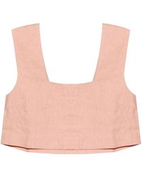 Posse - Caleb Linen Cropped Top - Lyst