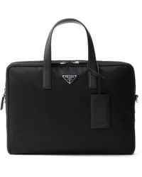 Prada - Porte-Documents À Plaque Logo - Lyst
