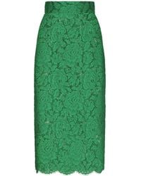 Dolce & Gabbana - Floral-lace High-waisted Midi Skirt - Lyst