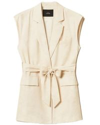 Twinset - Sleeveless Jacket With Print And Belt - Lyst