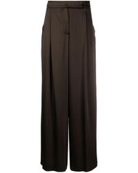 Semicouture - Pleated Satin Wide-leg Trousers - Lyst