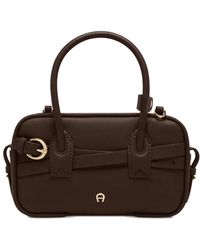 Aigner - Xs Whip Buckle-Detail Grained-Leather Shoulder Bag - Lyst