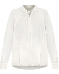 forte_forte - Tie-Fastening Semi-Sheer Blouse - Lyst