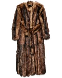 Simone Rocha - Brauner Kunstpelz Gürtelmantel - Lyst