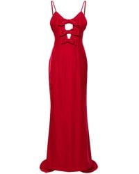 Alessandra Rich - Robe Longue En Velours À Détail De Nœud - Lyst