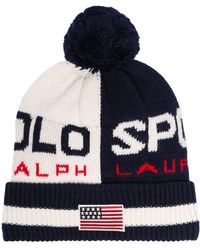 Polo Ralph Lauren Gorro con logo y pompón - Azul