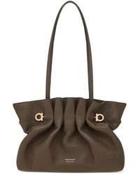 Ferragamo - Sac Porté Épaule Soft En Cuir À Fronces - Lyst