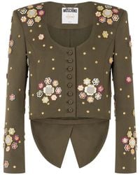 Moschino - Floral-Appliqué Cropped Jacket - Lyst