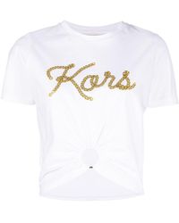 MICHAEL Michael Kors - Ruched Cotton T-shirt - Lyst