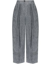 Emporio Armani - Linen Trousers With Stitching On The Legs - Lyst