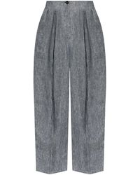 Emporio Armani - Chambray Broek Met Geplooid Detail - Lyst