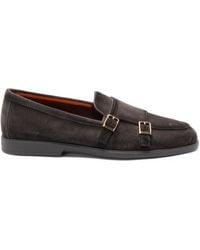 Santoni - Buckled Suede Loafers - Lyst