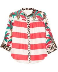 La Prestic Ouiston - Palm Tree-Print Striped Shirt - Lyst