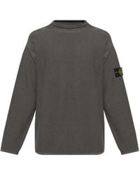 Stone Island - Gebreide Trui Met Compass-Logopatch - Lyst