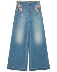 Stella McCartney - Vaqueros anchos con apliques de cristales - Lyst