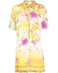 Camilla - Floral-print Short-sleeved Silk Dress - Lyst