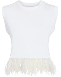 Cinq À Sept - Feather-Trim Tank Top - Lyst