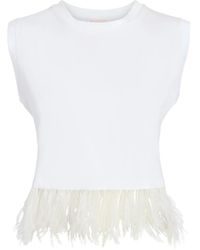 Cinq À Sept - Feather-Trim Tank Top - Lyst