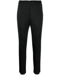 Pleats Please Issey Miyake - Plissé Tapered-Leg Cropped Trousers - Lyst