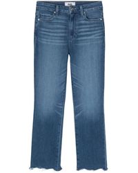 PAIGE - Raw-cut Hem Mid-rise Jeans - Lyst