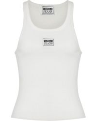Moschino Jeans - Logo-appliqué Ribbed Tank Top - Lyst