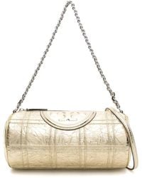 Tory Burch - Fleming Piped-trim Metallic-leather Tote Bag - Lyst