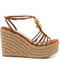 Jimmy Choo - Bead-Embellished Wedge Sandals - Lyst