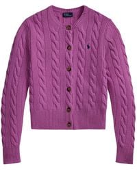 Polo Ralph Lauren - Cable-Knit Logo-Embroidered Cardigan - Lyst