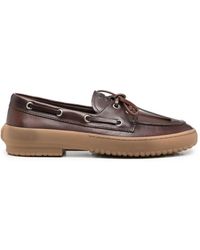 Miu Miu - Logo-Embossed Leather Boat Shoes - Lyst