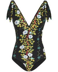 Etro - Floral-print V-neck Swimsuit - Lyst