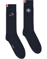 Thom Browne - Reindeer-Motif Logo-Embroidered Socks - Lyst