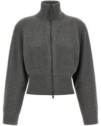 Brunello Cucinelli - Ribbed-Knit Zip-Up Cardigan - Lyst