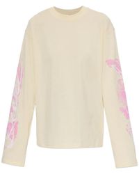DIESEL - Long-Sleeve T-Shirt With Graphic Prints And Crystals - Lyst