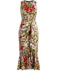 Cinq À Sept - Gerüschtes Canyon Bloom Elvira Midikleid mit Blumen - Lyst