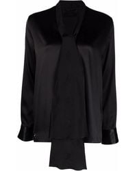 Philipp Plein - V-Neck Pussybow Silk Blouse - Lyst