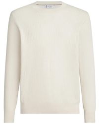 Brunello Cucinelli - Cotton Textured Rib Lightweight Sweater - Lyst