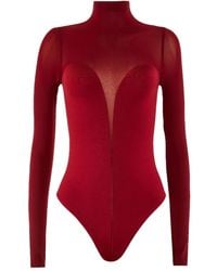 Wolford - High-Neck Sheer-Panel Bodysuit - Lyst