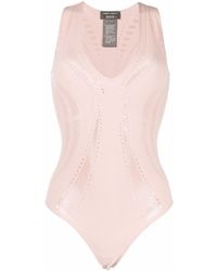 Alberta Ferretti Sleeveless Laser Cut Bodysuit - Pink