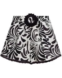 Twinset - Belted Leaf-Print Shorts - Lyst
