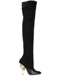 Givenchy - Overknee-Stiefel Mit Bedrucktem Absatz - Lyst