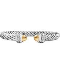David Yurman - 14Kt And Sterling Classic Cable Diamond Bracelet (7Mm) - Lyst