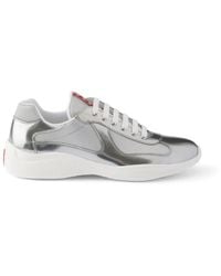 Prada - America's Cup Metallic-Leather And Bike Fabric Sneakers - Lyst