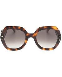 Carolina Herrera - Tortoiseshell-Effect Geometric-Frame Sunglasses - Lyst