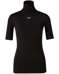 Off-White c/o Virgil Abloh - Logo-Print High-Neck T-Shirt - Lyst