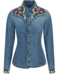 Roberto Cavalli - Chemise En Jean À Broderies - Lyst