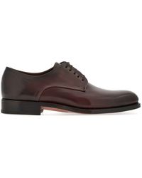 Ferragamo - Almond-toe Leather Derby Shoes - Lyst