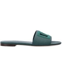 Dolce & Gabbana - Suede And Dauphine Calfskin Flat Slippers - Lyst