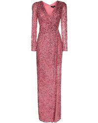 Jenny Packham - Bobbie Gathered Sequin Gown - Lyst